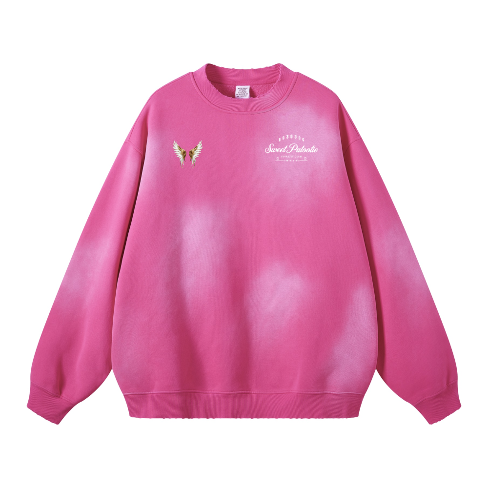SP303 Round Neck Washed Distressed Ombre Heavyweight Sweatshirt(440GSM)