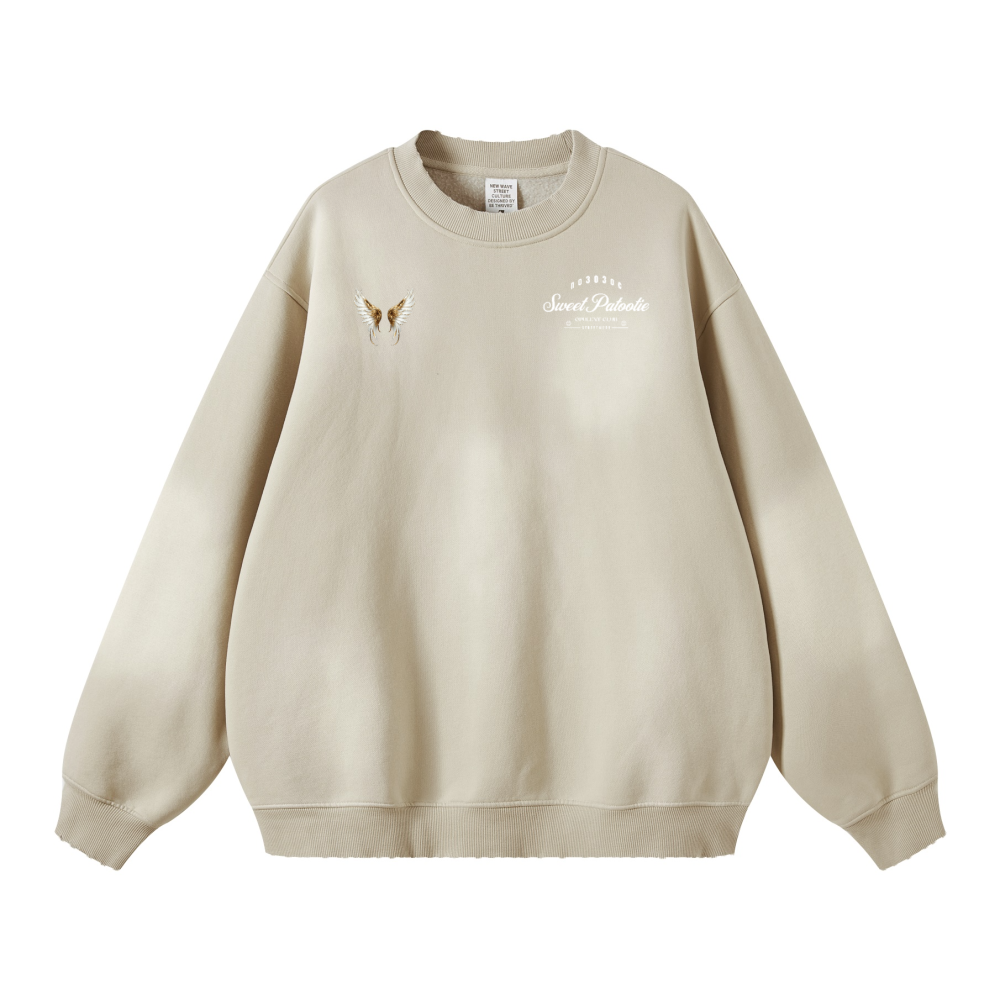 SP303 Round Neck Washed Distressed Ombre Heavyweight Sweatshirt(440GSM)