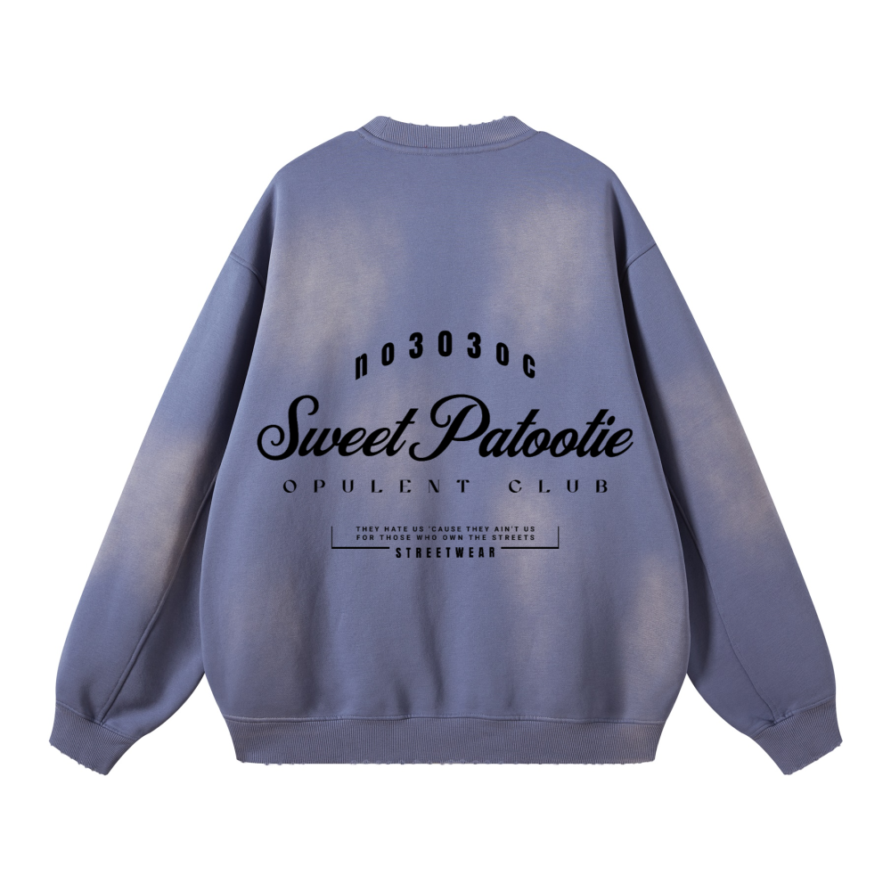 SP303 Round Neck Washed Distressed Ombre Heavyweight Sweatshirt(440GSM)