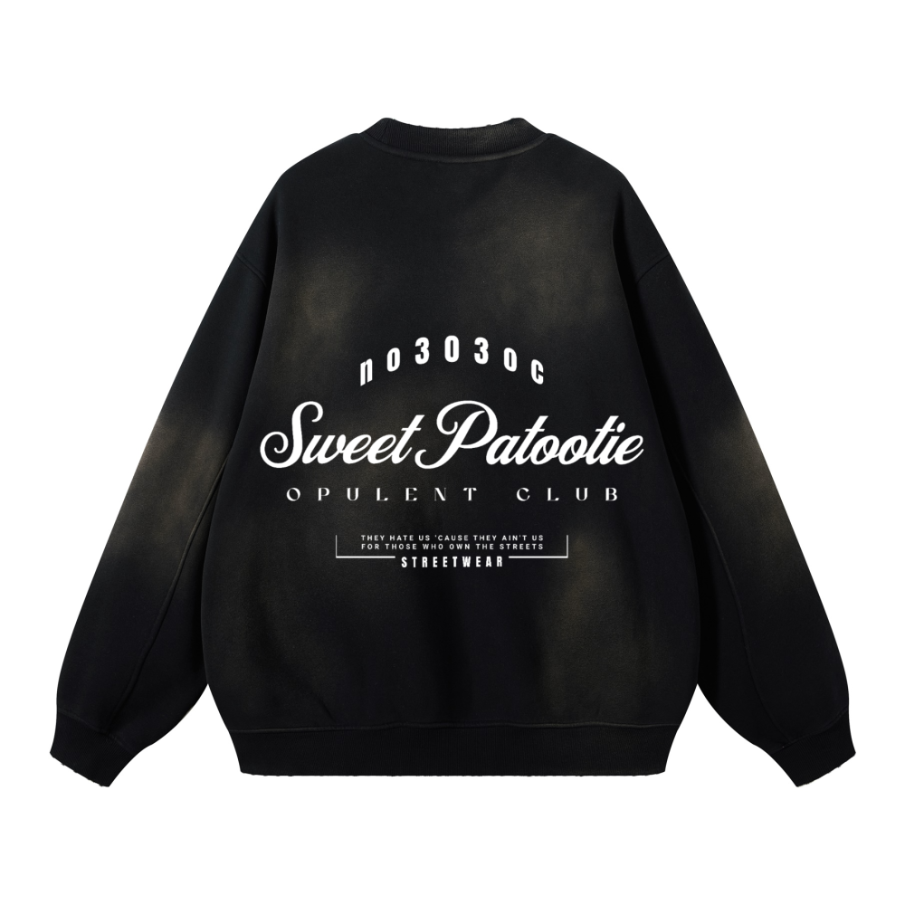 SP303 Round Neck Washed Distressed Ombre Heavyweight Sweatshirt(440GSM)