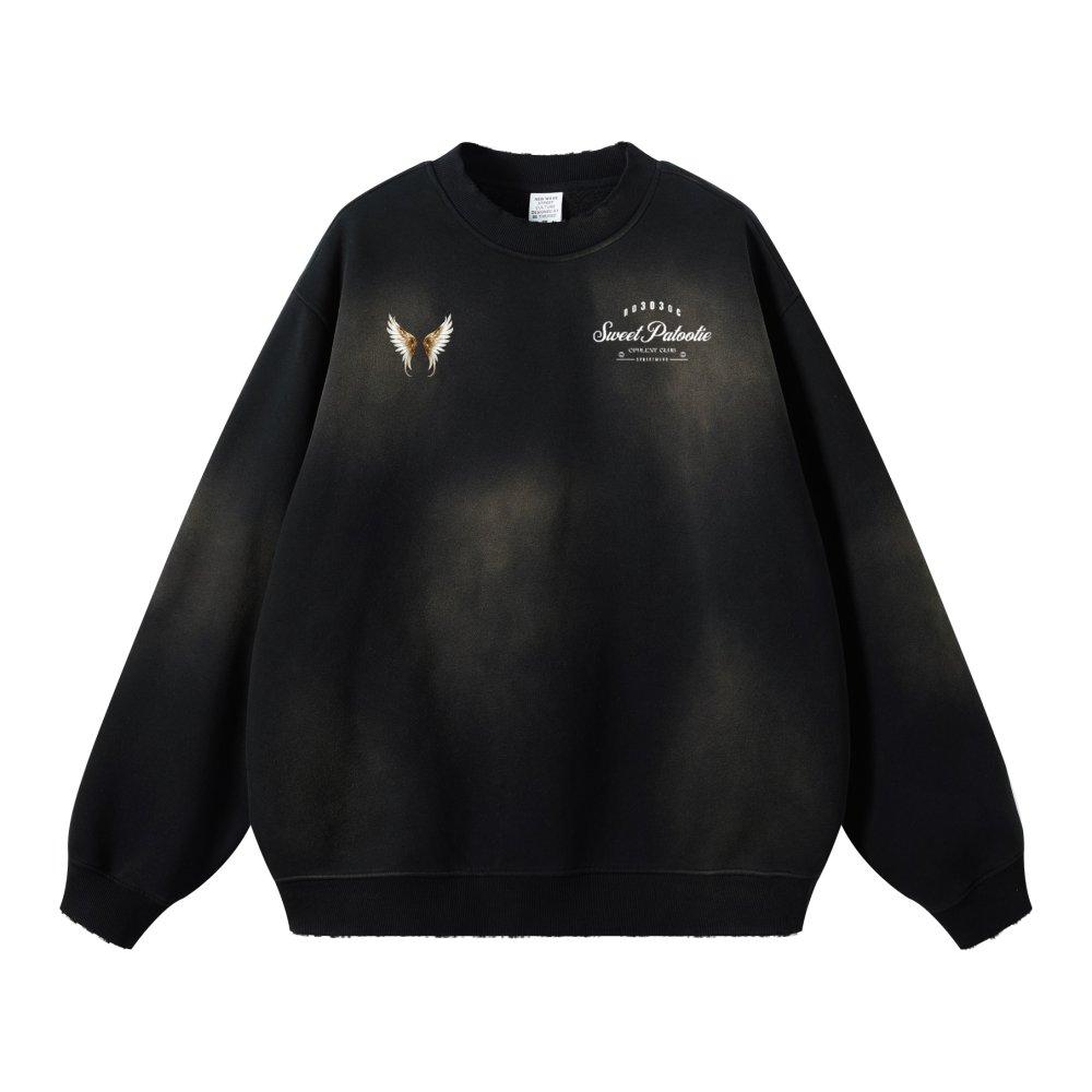 SP303 Round Neck Washed Distressed Ombre Heavyweight Sweatshirt(440GSM)