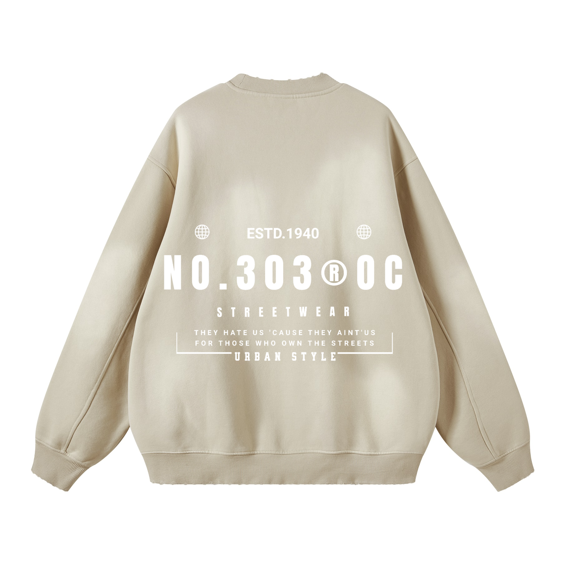 303 Round Neck Washed Distressed Ombre Heavyweight Sweatshirt(440GSM)