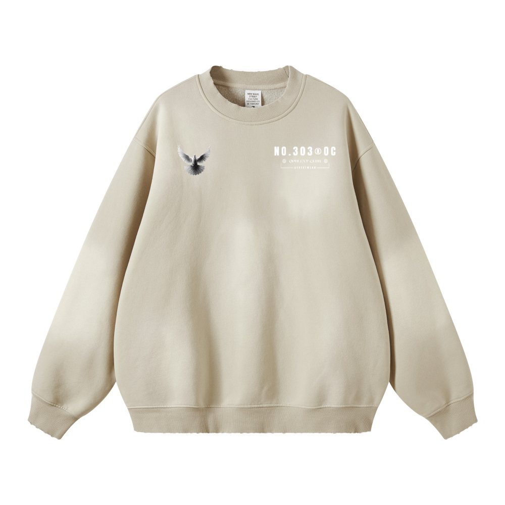 303 Round Neck Washed Distressed Ombre Heavyweight Sweatshirt(440GSM)