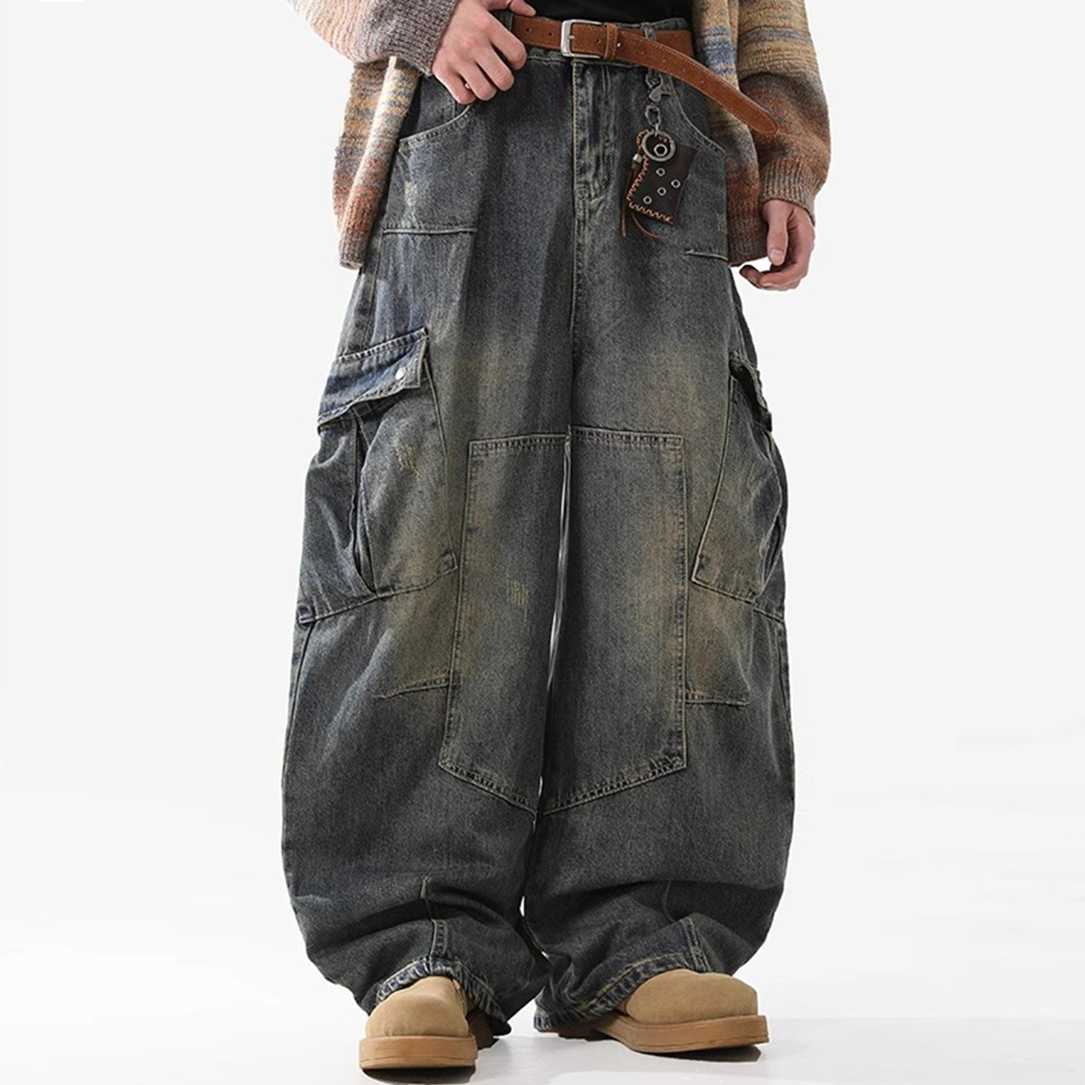 303 Heavyweight Multi-Pocket Washed Vintage Loose Jean